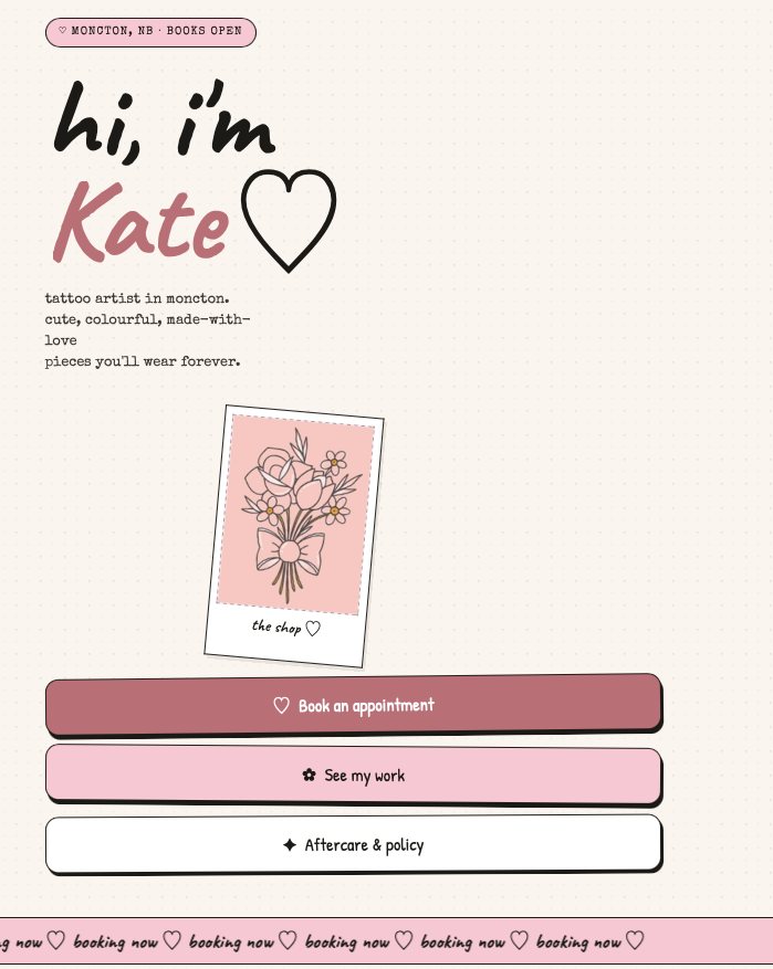 Kate Nowlan Tattoo: website built by Ironmark Studio